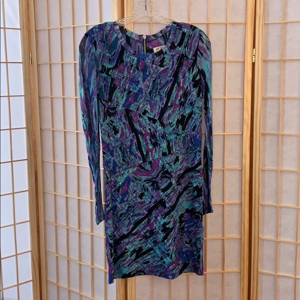 Torn by Ronny Kobo Long Sleeve Printed Mini Dress